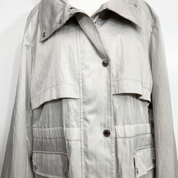 KARL LAGERFELD WOMEN'S GREY SILVER HOODED WIND COAT - XL - Picture 6 of 14